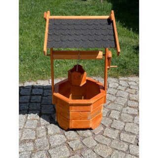 DARLUX Großer Garten-Deko-Brunnen Aus Holz, Achteck, Höhe 84 Cm, Lasiert – Rot