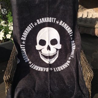 BANKROTT Handtuch BEACH Schwarz mit weißem Totenkopf