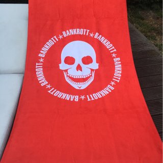 Bankrott Handtuch BEACH Schwarz / Rot mit Totenkopf